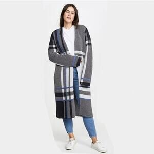 Soia & Kyo Octavia Long Knit Cardigan Sweater Gray Sz Medium